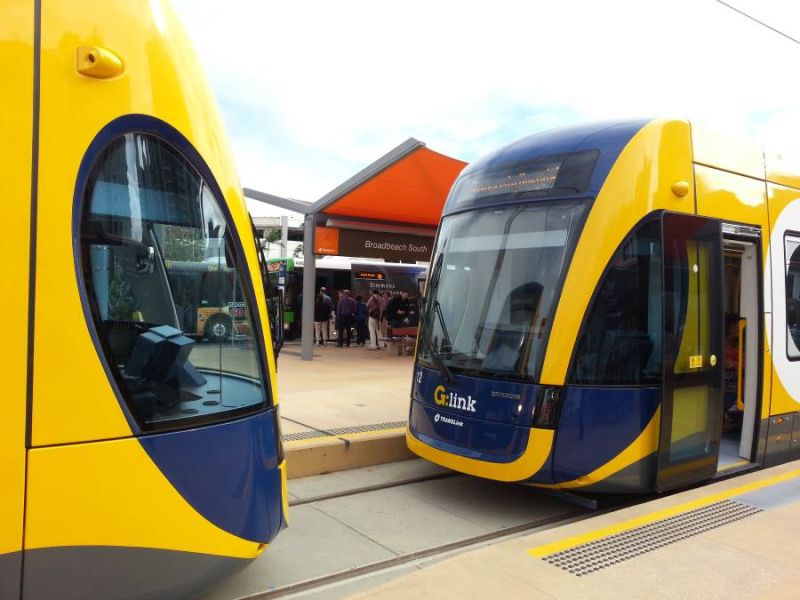 G:link
Trams at Broadbeach South 2014.
